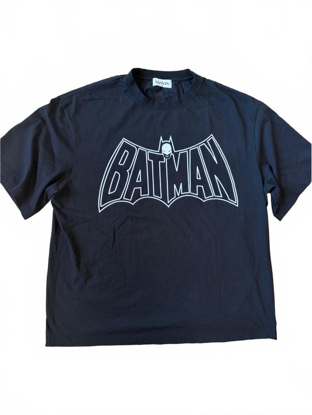 Lanvin x Batman T-Shirt Men's Size L Black Graphic Logo Crew Neck